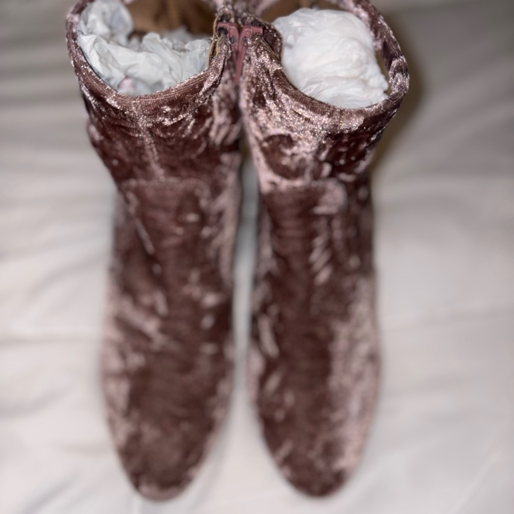 Steve Madden Pink Velvet Ankle Booties